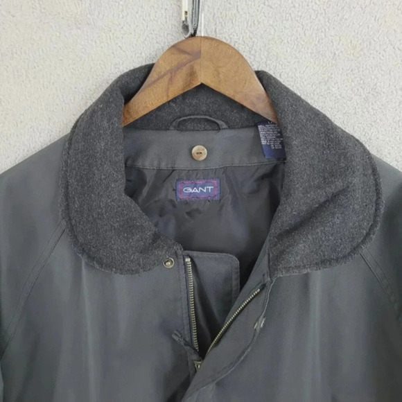 Gant Mens L Windbreaker Overcoat Button Zip Closure Dark Gray 9CT - Picture 10 of 11